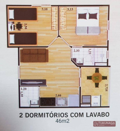 Imagem Apartamento com 2 Quartos à Venda, 46 m² em Vila Galvão - Guarulhos