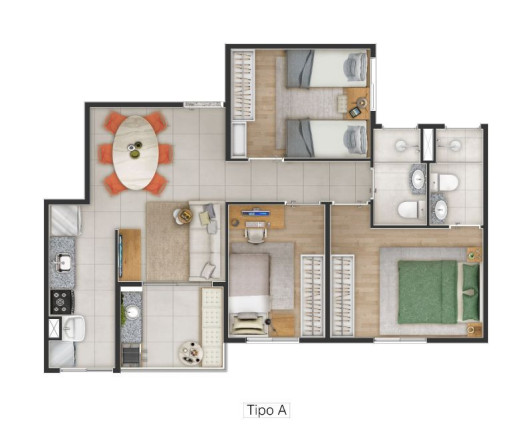 Imagem Apartamento com 3 Quartos à Venda, 61 m²