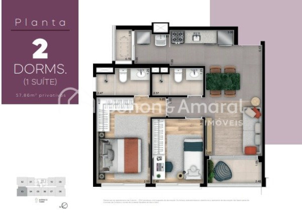 Imagem Apartamento com 2 Quartos à Venda, 57 m² em Jardim Guanabara - Campinas