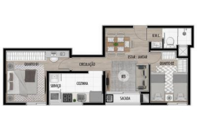 Imagem Apartamento com 2 Quartos à Venda, 44 m² em água Verde - Curitiba Imagem Apartamento com 2 Quartos à Venda, 44 m² em água Verde - Curitiba