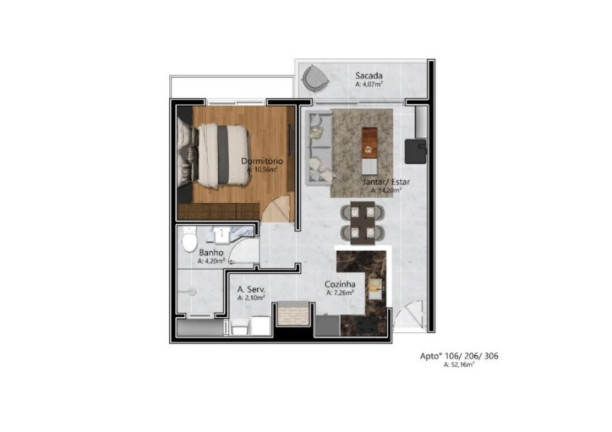 Imagem Apartamento com 1 Quarto à Venda, 52 m² em Várzea Grande - Gramado