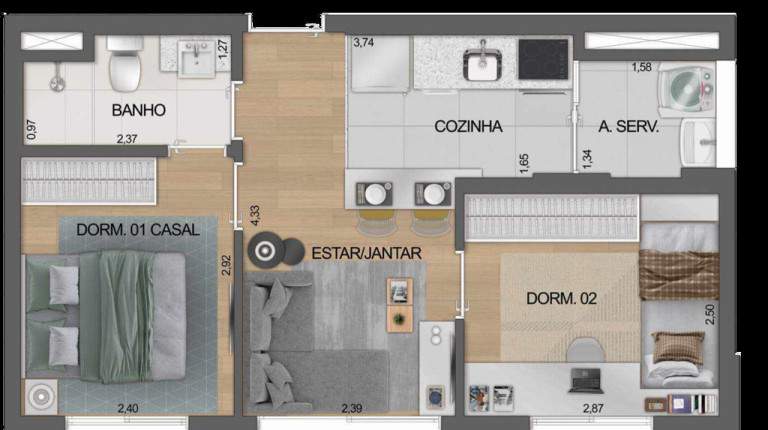 Imagem Apartamento com 2 Quartos à Venda, 39 m² em Moema - São Paulo