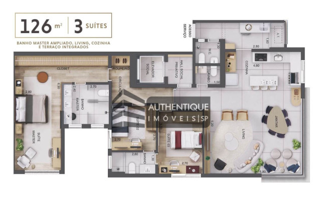 Imagem Apartamento com 3 Quartos à Venda, 126 m² em Jardim Guedala - São Paulo Imagem Apartamento com 3 Quartos à Venda, 126 m² em Jardim Guedala - São Paulo