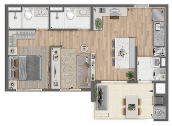 Imagem Apartamento com 2 Quartos à Venda, 54 m² Imagem Apartamento com 2 Quartos à Venda, 54 m²