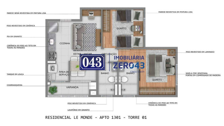 Imagem Apartamento com 2 Quartos à Venda, 48 m² em Parque Jamaica - Londrina Imagem Apartamento com 2 Quartos à Venda, 48 m² em Parque Jamaica - Londrina