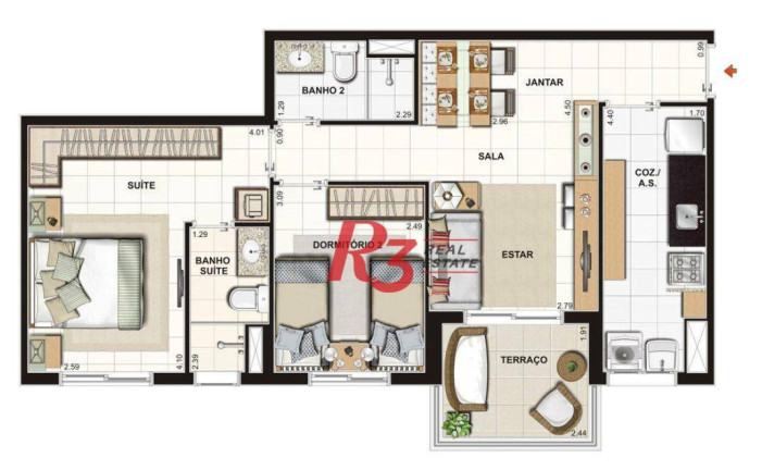 Imagem Apartamento com 3 Quartos à Venda, 87 m² em Pompéia - Santos