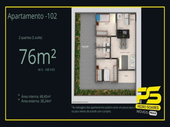 Imagem Apartamento com 2 Quartos à Venda, 54 m² em Aeroclube - João Pessoa