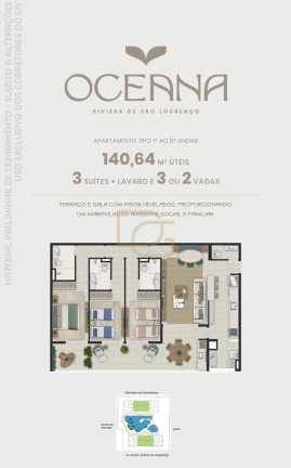 Apartamento com 3 Quartos à Venda, 127 m² em Riviera - Bertioga