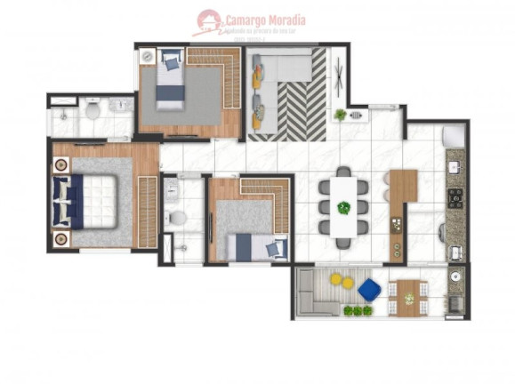 Imagem Apartamento com 3 Quartos à Venda, 63 m² em Centro - Poá