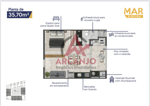 Imagem Apartamento com 1 Quarto à Venda, 37 m² em Saco Da Ribeira - Ubatuba