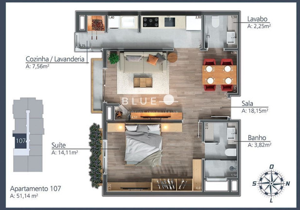 Imagem Apartamento com 1 Quarto à Venda, 51 m² em Moura - Gramado Imagem Apartamento com 1 Quarto à Venda, 51 m² em Moura - Gramado