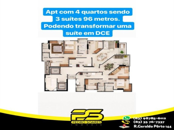 Imagem Apartamento com 4 Quartos à Venda, 96 m² em Manaíra - João Pessoa