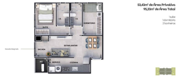 Imagem Apartamento com 2 Quartos à Venda, 52 m² em Cancelli - Cascavel