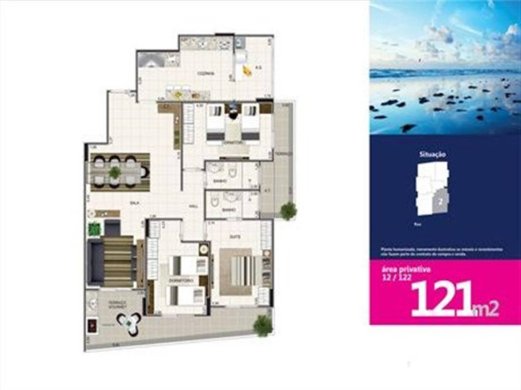 Apartamento com 3 Quartos à Venda, 121 m² em Aviação - Praia Grande