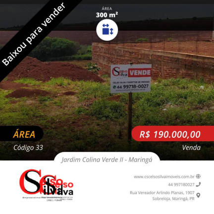 Terreno à Venda, 300 m² em Jardim Colina Verde Ii - Maringá