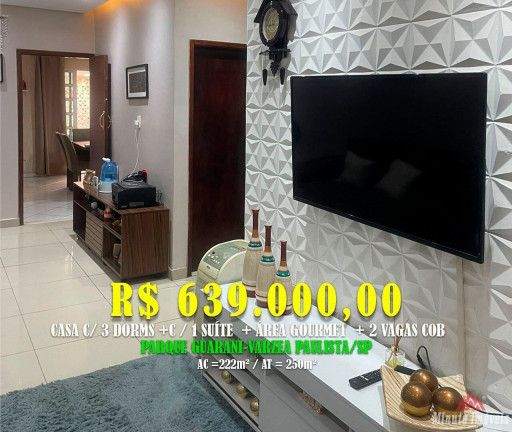 Casa com 3 Quartos à Venda, 222 m² em Parque Guarani - Várzea Paulista