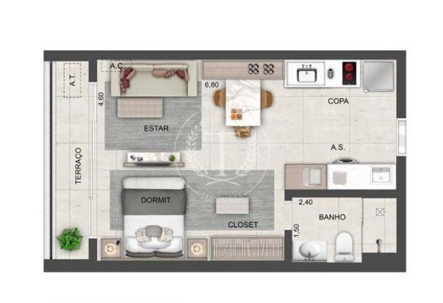 Imagem Apartamento com 1 Quarto à Venda, 30 m² em Brooklin Paulista - São Paulo