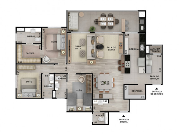 Imagem Apartamento com 3 Quartos à Venda, 141 m² em Vila Das Hortências - Jundiaí