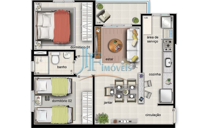 Imagem Apartamento com 2 Quartos à Venda, 54 m² em Parque São Sebastião - Ribeirão Preto