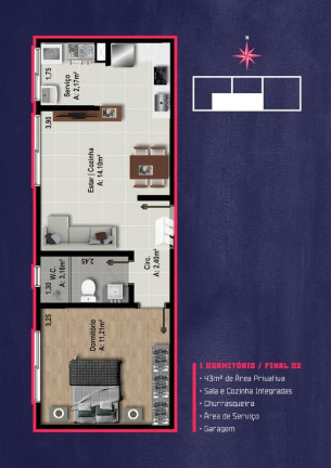 Imagem Apartamento com 1 Quarto à Venda, 43 m² em Camobi - Santa Maria