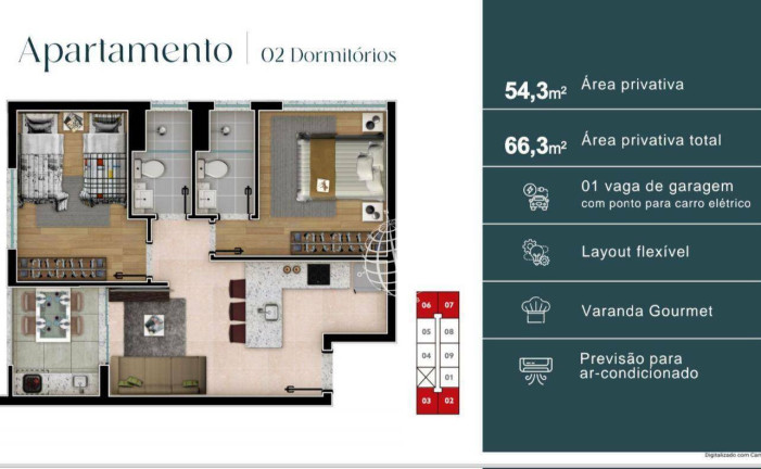 Apartamento com 2 Quartos à Venda, 66 m² em Alvinópolis - Atibaia