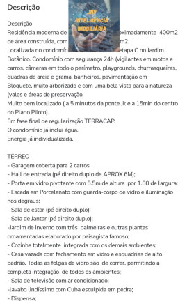 Imagem Casa de Condomínio com 4 Quartos à Venda, 400 m² em Setor Habitacional Jardim Botânico - Brasília Imagem Casa de Condomínio com 4 Quartos à Venda, 400 m² em Setor Habitacional Jardim Botânico - Brasília