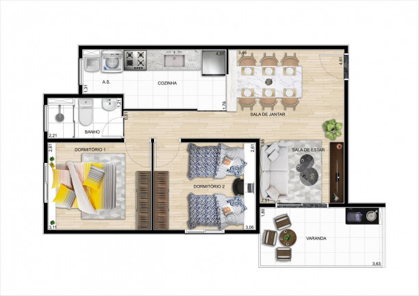 Imagem Apartamento com 2 Quartos à Venda,  em Guaratinguetá