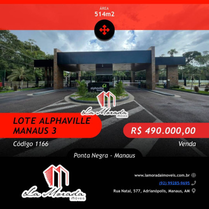 Terreno em Condomínio à Venda, 514 m² em Ponta Negra - Manaus