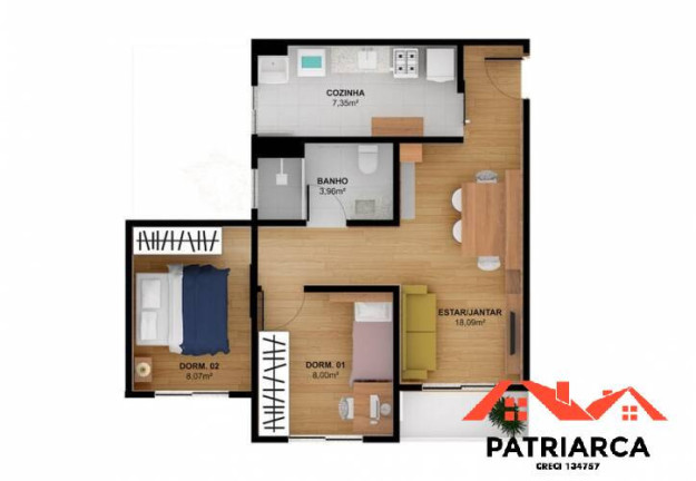Imagem Apartamento com 2 Quartos à Venda, 55 m² em João Aranha - Paulínia Imagem Apartamento com 2 Quartos à Venda, 55 m² em João Aranha - Paulínia
