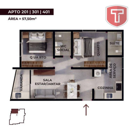 Imagem Apartamento com 2 Quartos à Venda, 57 m² em Praia Formosa - Cabedelo