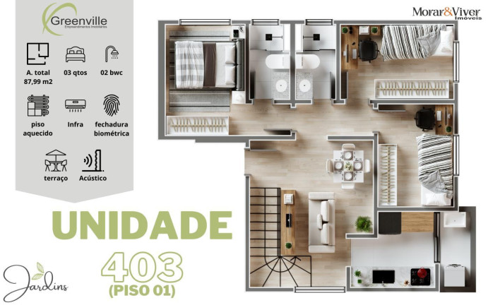 Imagem Apartamento com 2 Quartos à Venda, 49 m² em Cidade Jardim - São José Dos Pinhais