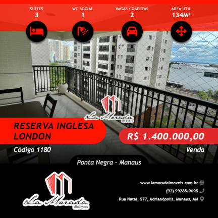 Apartamento com 3 Quartos à Venda, 134 m² em Ponta Negra - Manaus