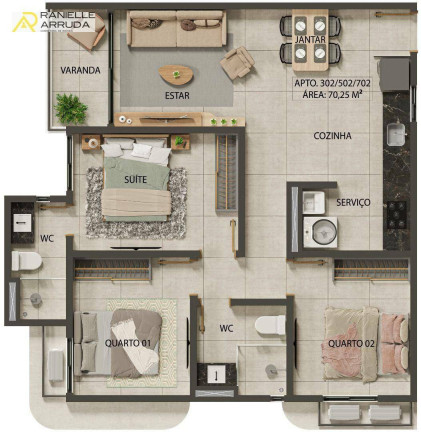Imagem Apartamento com 3 Quartos à Venda, 70 m² em Aeroclube - João Pessoa