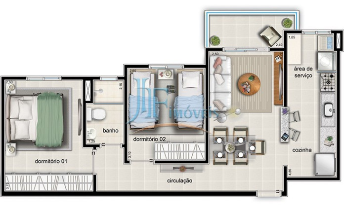 Imagem Apartamento com 2 Quartos à Venda, 54 m² em Parque São Sebastião - Ribeirão Preto