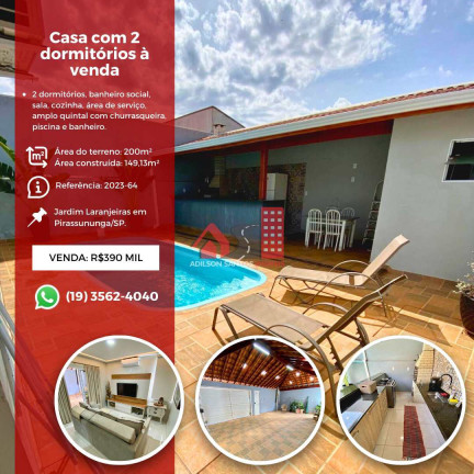 Casa com 2 Quartos à Venda, 200 m² em Jardim Das Laranjeiras - Pirassununga