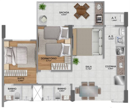 Imagem Apartamento com 2 Quartos à Venda, 67 m² em Guilhermina - Praia Grande