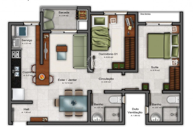 Imagem Apartamento com 2 Quartos à Venda, 58 m² em Camobi - Santa Maria Imagem Apartamento com 2 Quartos à Venda, 58 m² em Camobi - Santa Maria