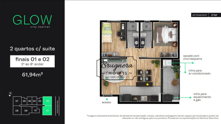Imagem Apartamento com 2 Quartos à Venda, 53 m² em Novo Mundo - Curitiba Imagem Apartamento com 2 Quartos à Venda, 53 m² em Novo Mundo - Curitiba
