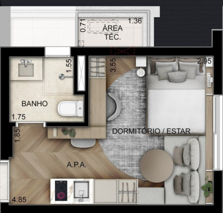 Imagem Imóvel com 1 Quarto à Venda, 21 m² em Perdizes - São Paulo