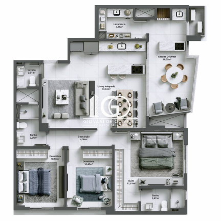 Imagem Apartamento com 3 Quartos à Venda, 125 m² em Centro - Criciúma