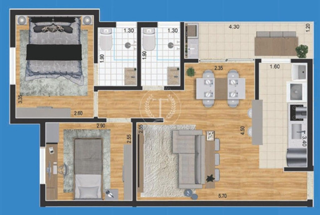 Imagem Apartamento com 2 Quartos à Venda, 54 m² em Utinga - Santo André
