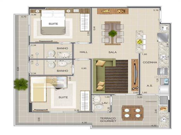Imagem Apartamento com 2 Quartos à Venda, 77 m² em Mirim - Praia Grande