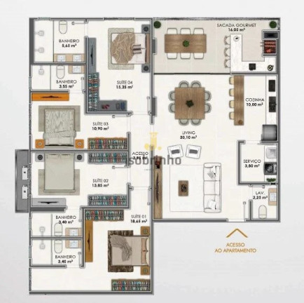 Imagem Apartamento com 3 Quartos à Venda, 95 m² em Meia Praia - Itapema