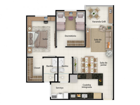 Imagem Apartamento com 2 Quartos à Venda, 75 m² em Altos Do Morumbi - Vinhedo