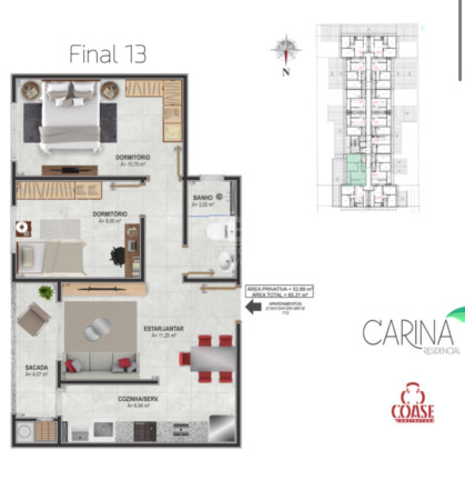 Apartamento com 2 Quartos à Venda, 52 m² em Camobi - Santa Maria