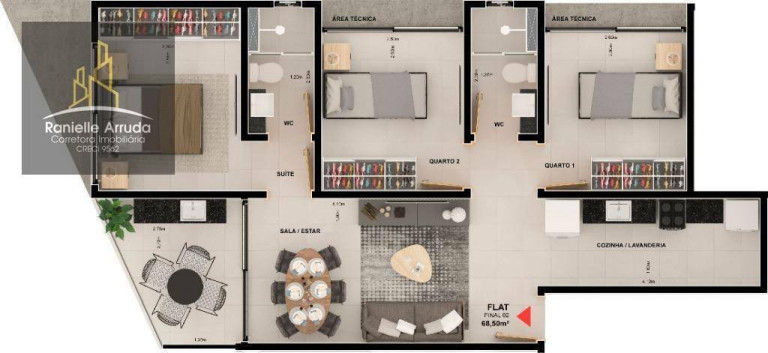Imagem Apartamento com 2 Quartos à Venda, 60 m² em Jardim Oceania - João Pessoa