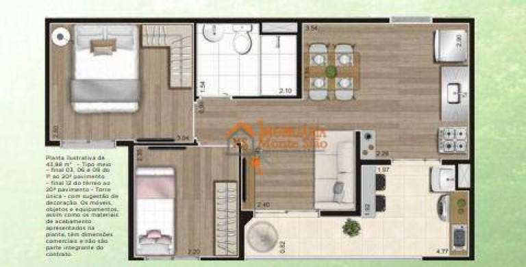 Imagem Apartamento com 2 Quartos à Venda, 43 m² em Vila Antonieta - Guarulhos