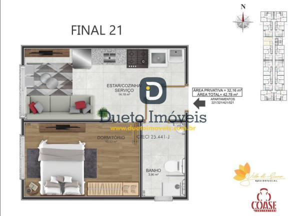 Imagem Apartamento com 1 Quarto à Venda, 32 m² em Camobi - Santa Maria Imagem Apartamento com 1 Quarto à Venda, 32 m² em Camobi - Santa Maria