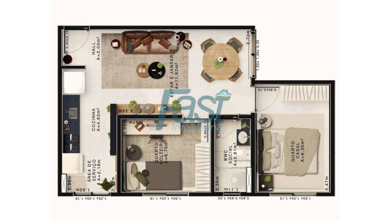Imagem Apartamento com 1 Quarto à Venda, 42 m² em Bela Marina - Cuiabá