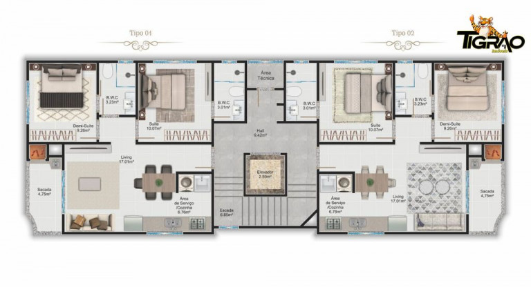 Imagem Apartamento com 2 Quartos à Venda, 62 m² em Perequê - Porto Belo